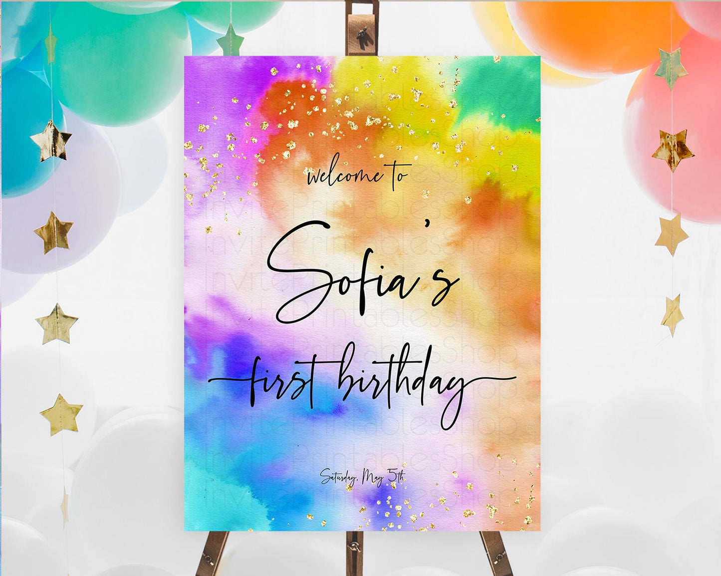 Tie Dye Welcome Board Rainbow Tie Dye Welcome Sign Pastel Welcome Poster Colorful Pastel Welcome Rainbow First Birthday Welcome Sign D10530