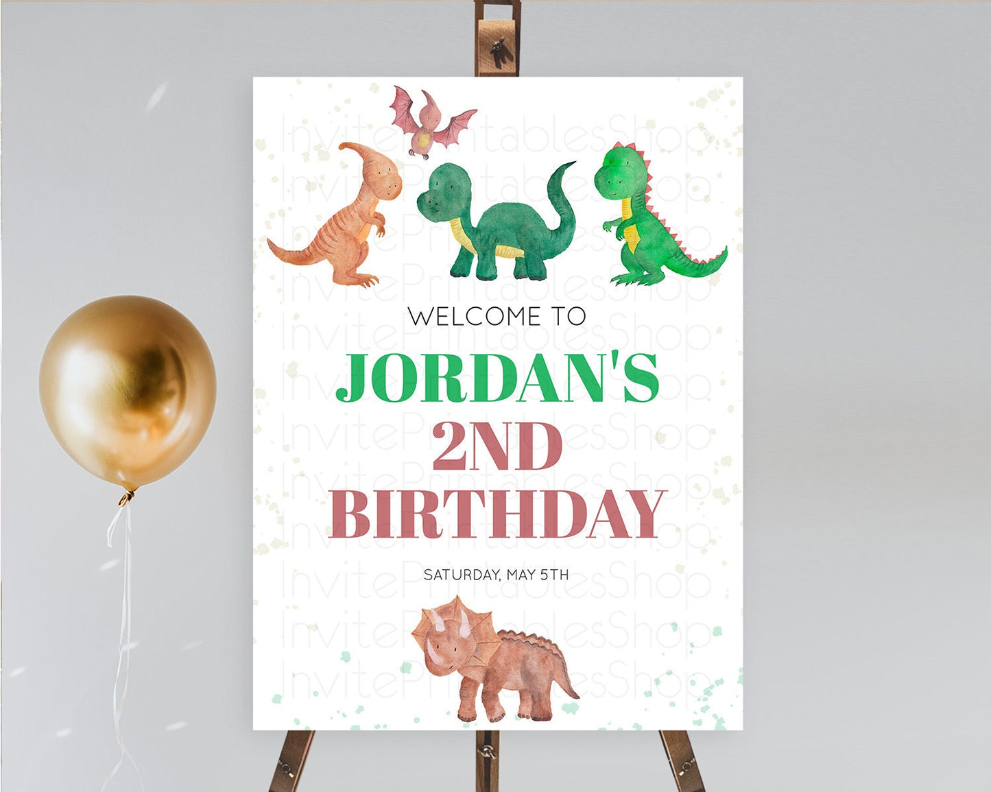 Dinosaur Welcome Sign Dinosaur Volcano Welcome Poster Dino Watercolor Volcano T-Rex Raptor Jurassic First Birthday Welcome Sign D10153