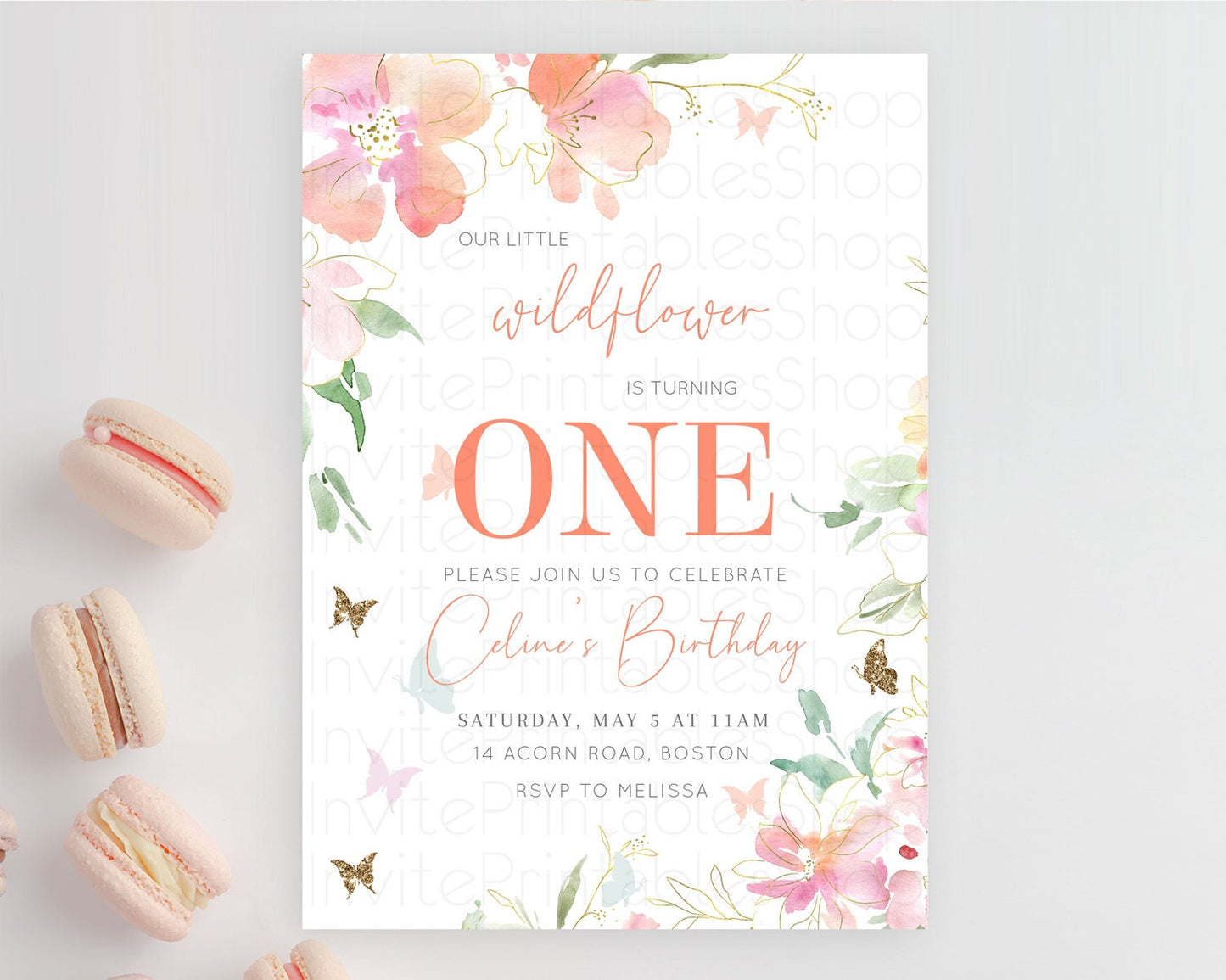 Secret Garden Invitation Wildflower Birthday Invitation Pastel Flowers Invite Enchanted Garden Boho Floral 3rd 2nd First Birthday D11071