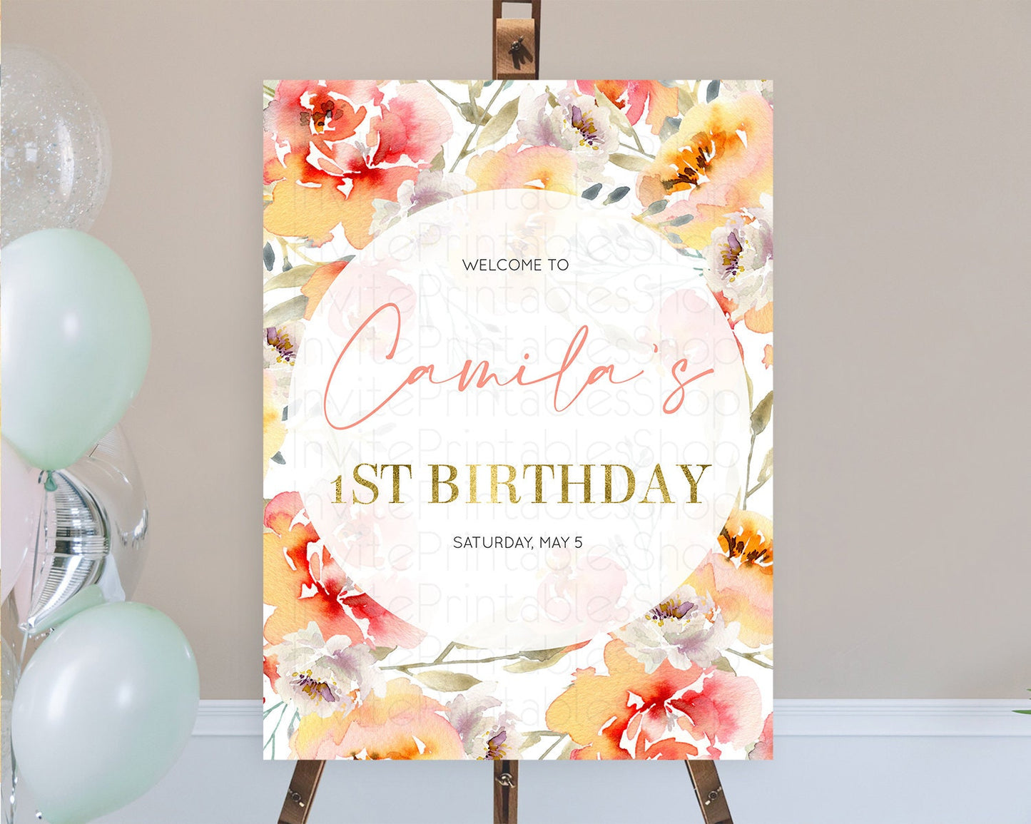 Secret Garden Welcome Sign Wildflower Welcome Board Pastel Flower Garden Welcome Poster Boho Wildflower First Birthday Welcome Sign D10280