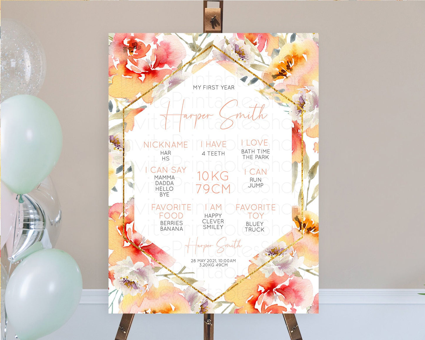 Secret Garden Milestone Board Wildflower First Birthday Milestone Poster Pastel Flowers Milestone Boho Wildflower 1st Birthday Sign D10791