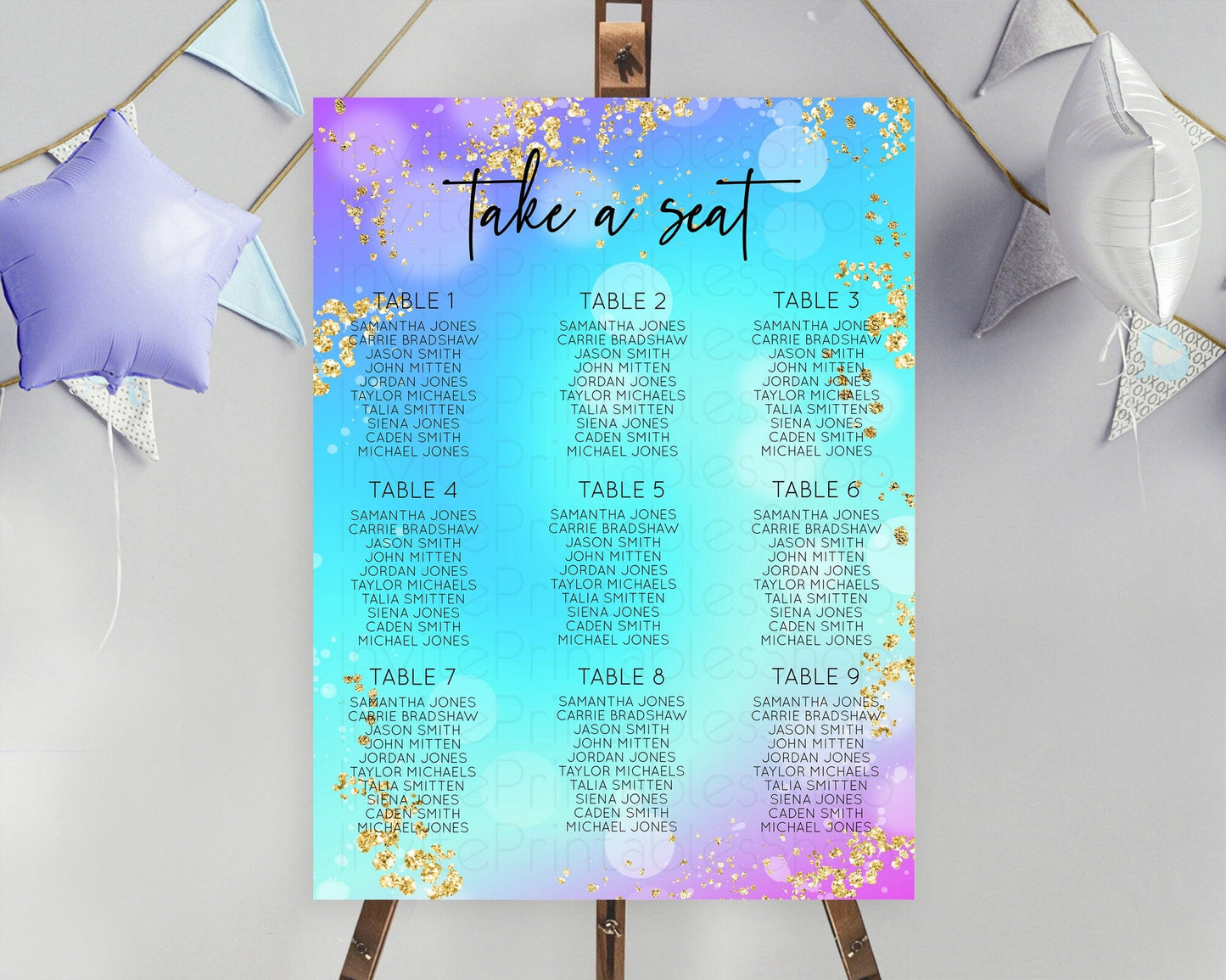 Mermaid Seating Chart Mermaid Seating Sign Rainbow Fish Under The Sea Colorful Pastel Mermaid Pool Party Decor Mermaid Seating Board D10573