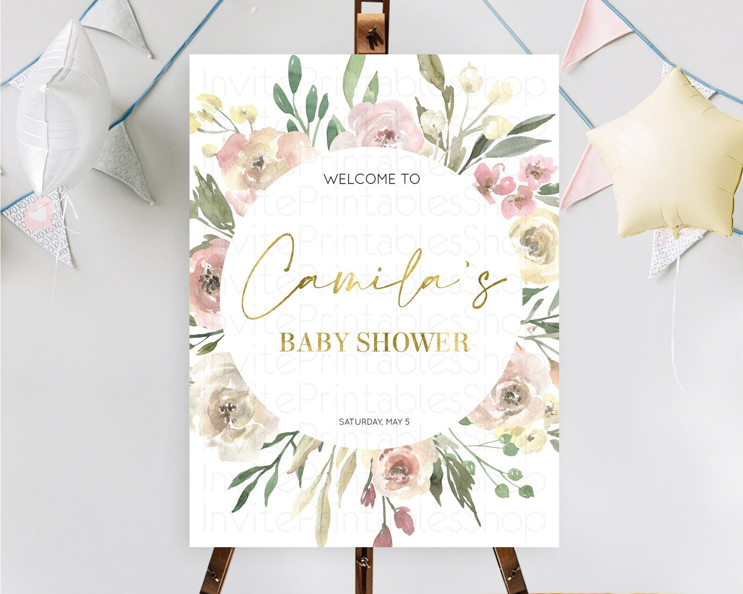 Secret Garden Baby Shower Welcome Sign Wildflower Welcome Board Pastel Flower Garden Welcome Poster Boho Wildflower Welcome Sign D10202