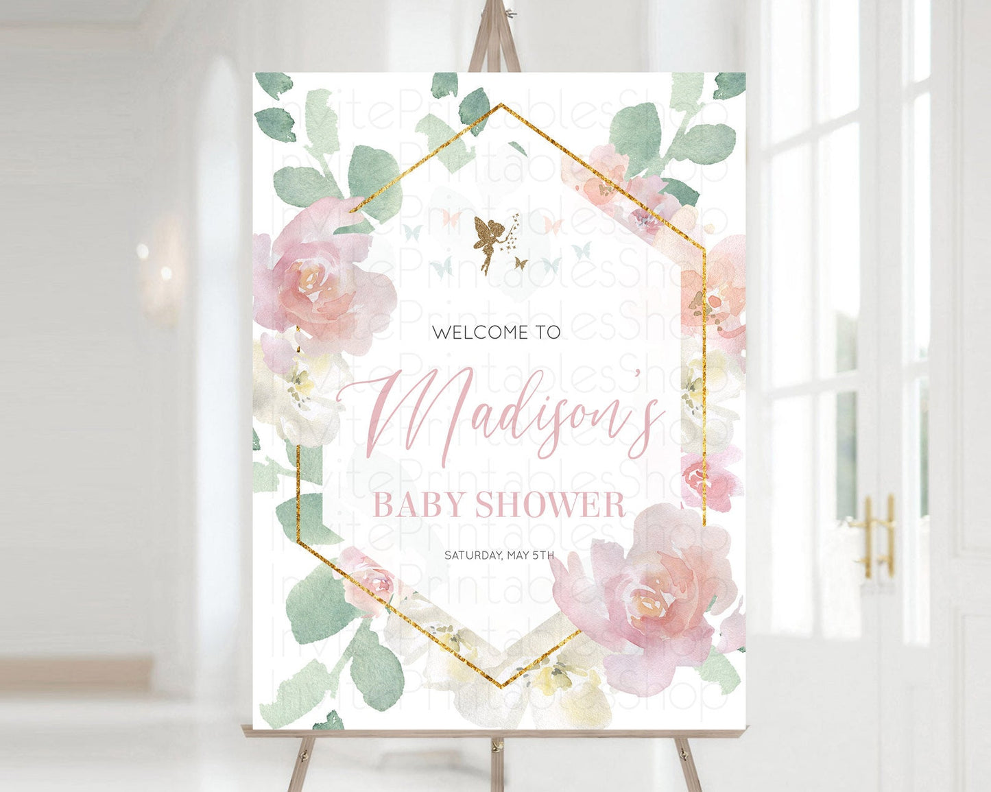 Fairy Baby Shower Welcome Sign Fairy Welcome Board Enchanted Garden Pastel Floral Butterfly Décor Secret Garden Fairy Welcome Sign D10965