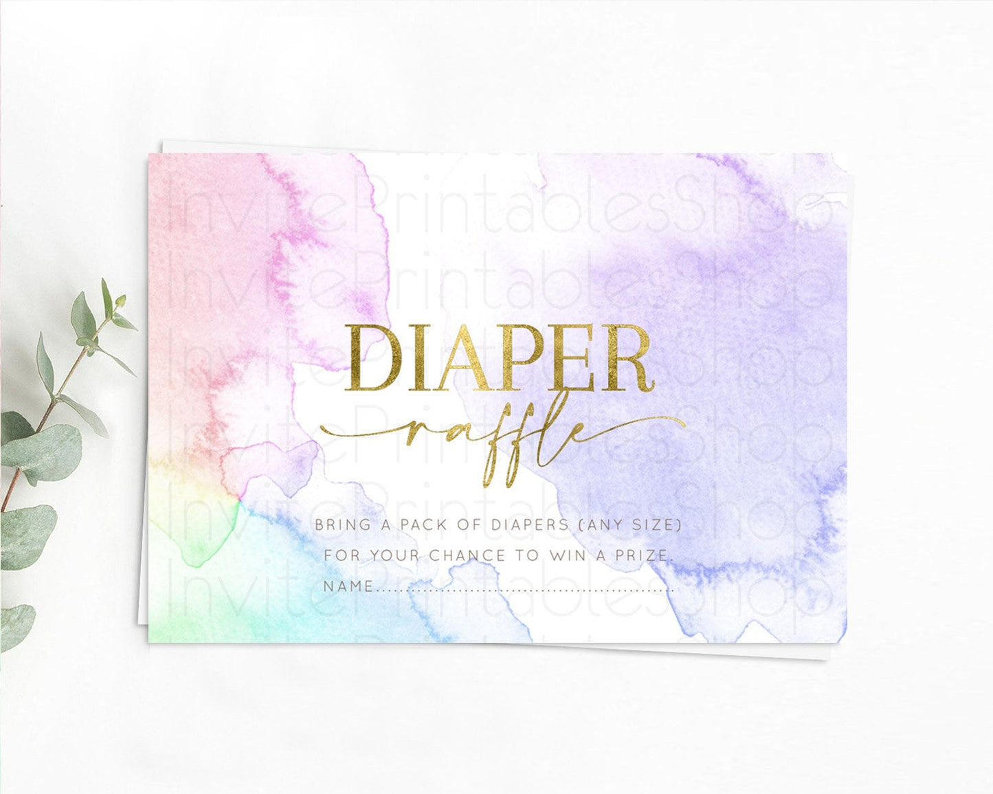 Pastel Diaper Raffle Card Pastel Rainbow Diaper Raffle Insert Colorful Ombre Watercolor Diaper Ticket Confetti Glitter Raffle Game D10215