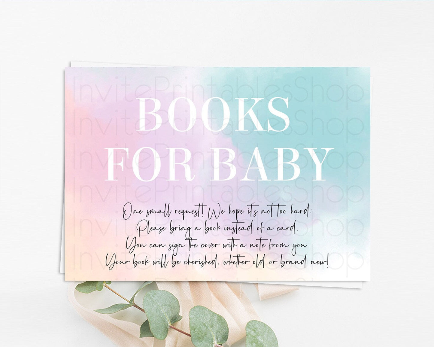 Pastel Books For Baby Card Pastel Rainbow Book Insert Colorful Ombre Watercolor Book Card Confetti Glitter Baby Book Poem Request D10375