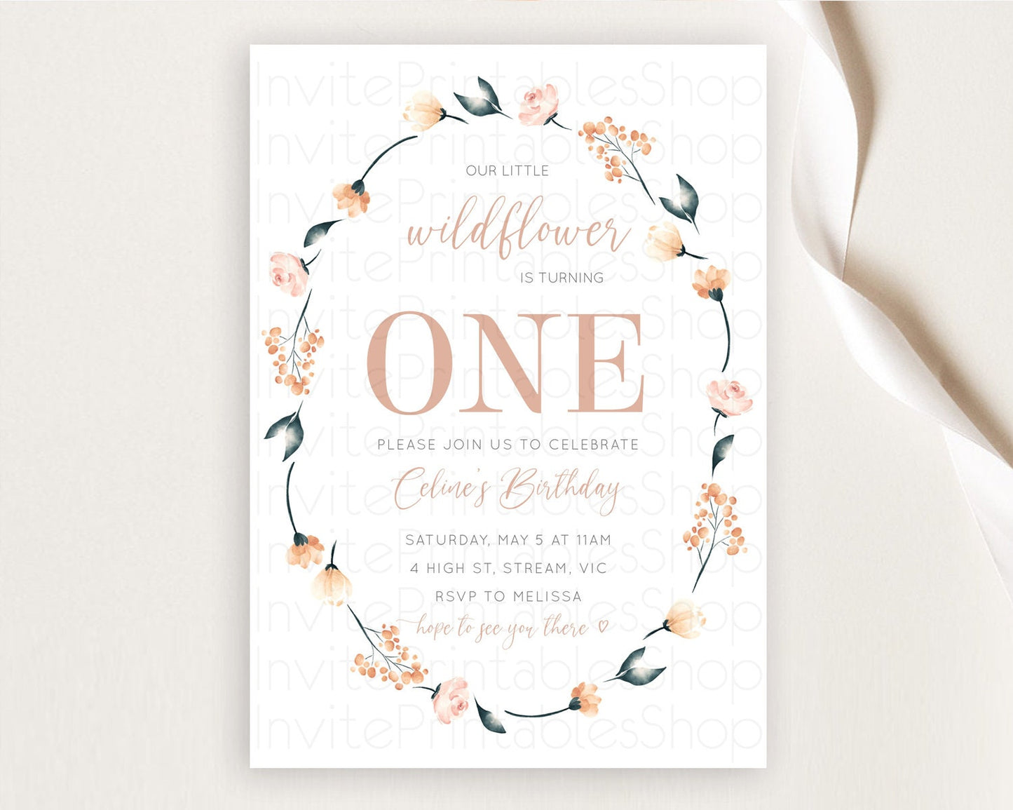 Secret Garden Invitation Wildflower Birthday Invitation Pastel Flowers Invite Enchanted Garden Boho Floral 3rd 2nd First Birthday D10240