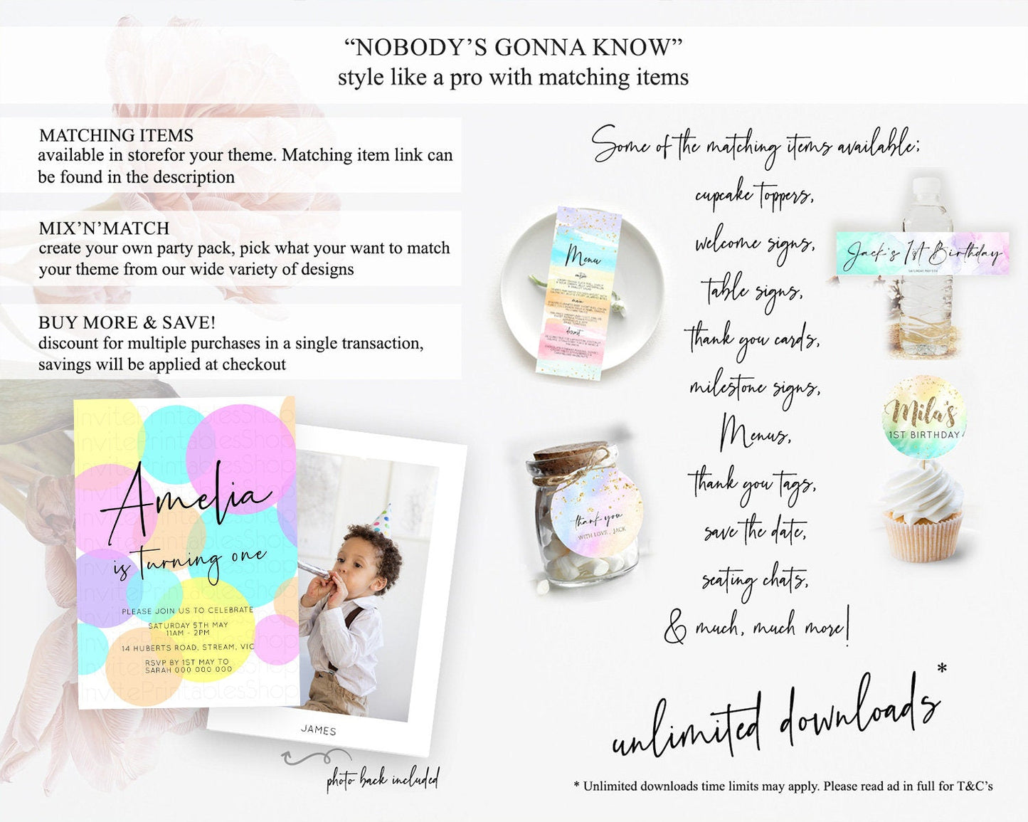 Pastel Birthday Invitation Pastel Confetti Birthday Invitation Bubbles Invitation Colorful Rainbow Confetti 2nd 1st First Birthday D10406