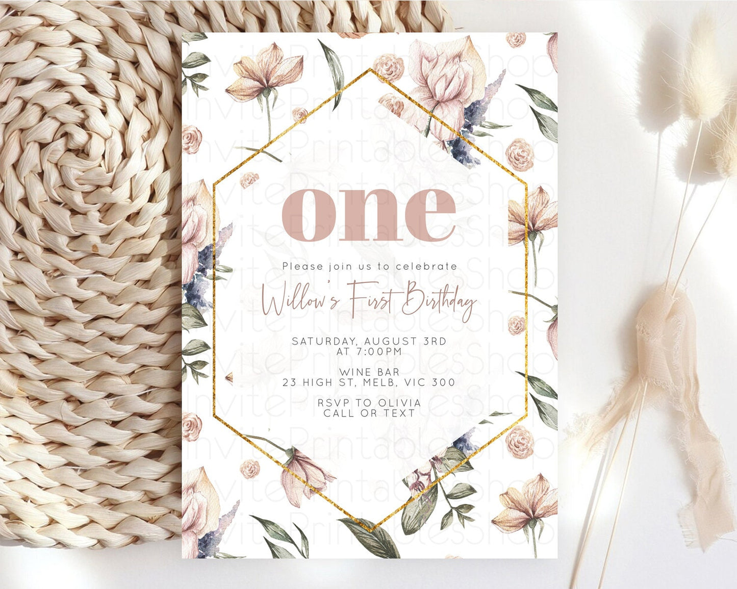 Secret Garden Invitation Wildflower Birthday Invitation Pastel Flowers Invite Enchanted Garden Boho Floral 3rd 2nd First Birthday D10504