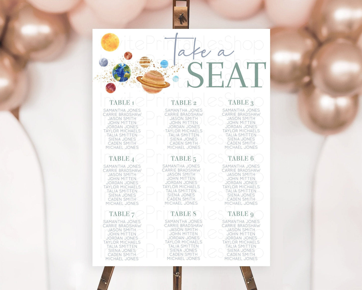 Space Seating Chart Space Seating Decor First Trip Around the Sun Decor Decor Sky Stars Planets Milkyway Solar System Take A Seat D10598