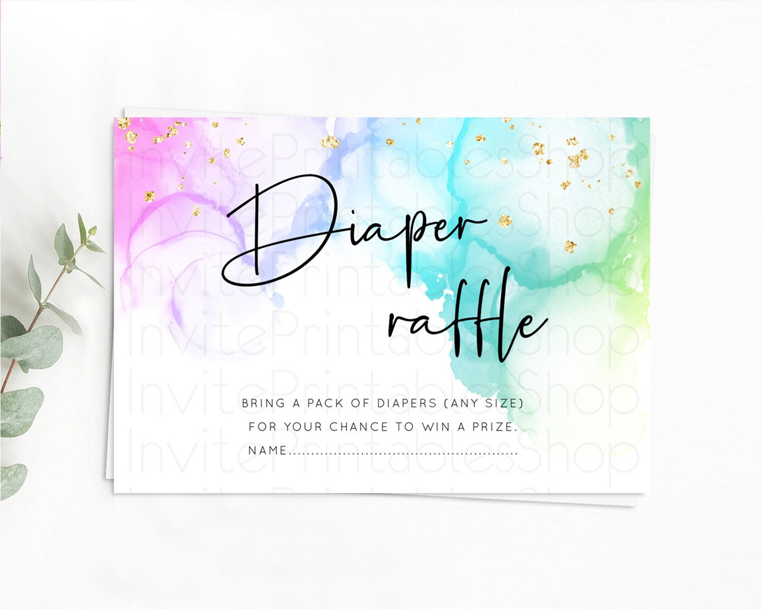 Editable Pastel Diaper Raffle Card Pastel Rainbow Diaper Raffle Insert Color