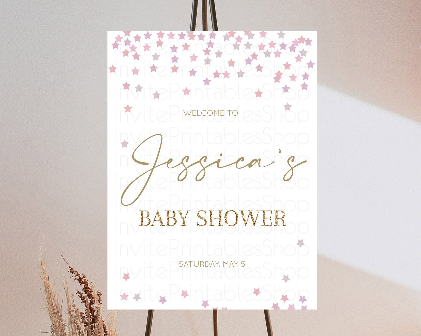 Star Baby Shower Welcome Board Pastel Stars Welcome Sign Shooting Star Rainbow Colorful Confetti Twinkle Little Star Welcome Sign D10344