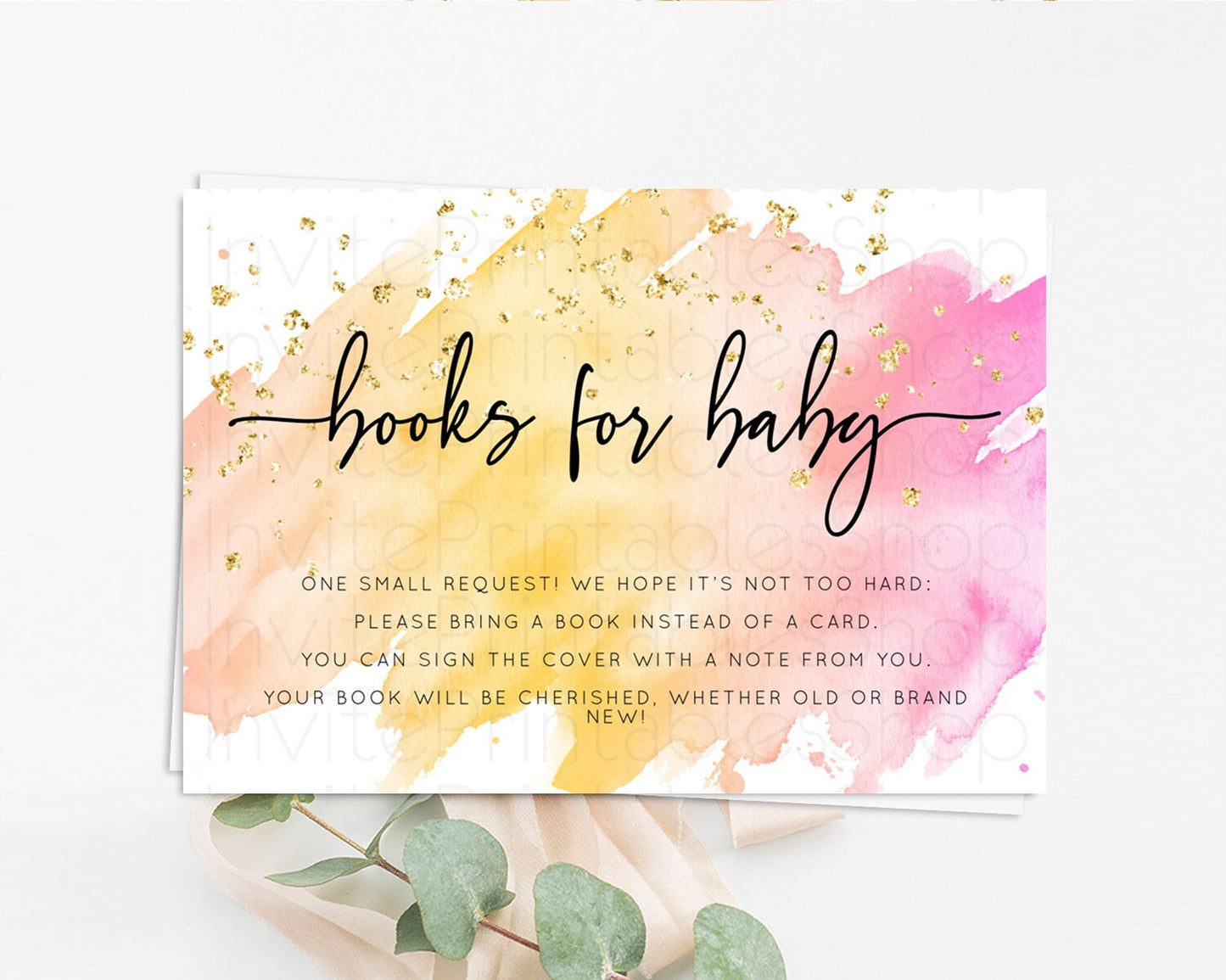 Pastel Books For Baby Card Pastel Rainbow Book Insert Colorful Ombre Watercolor Book Card Confetti Glitter Baby Book Poem Request D10527