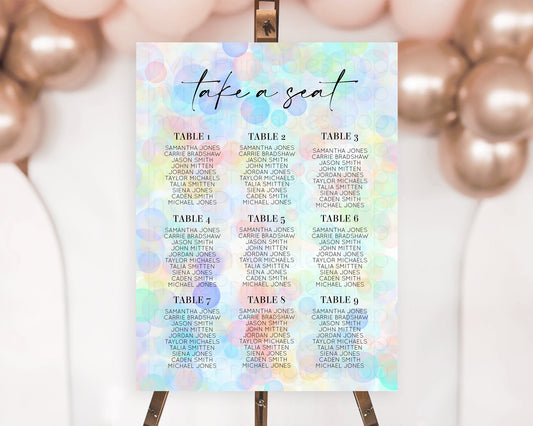 Editable Bubbles Seating Chart Pastel Seating Chart Bath Bomb Party Pastel B