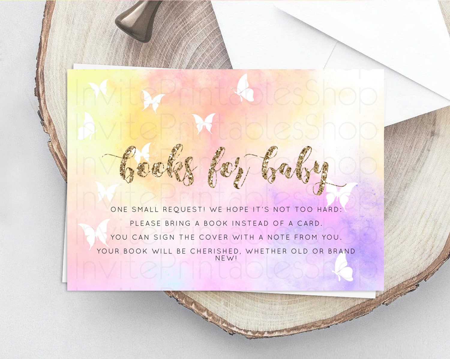 Editable Pastel Books For Baby Card Pastel Rainbow Book Insert Colorful Ombr