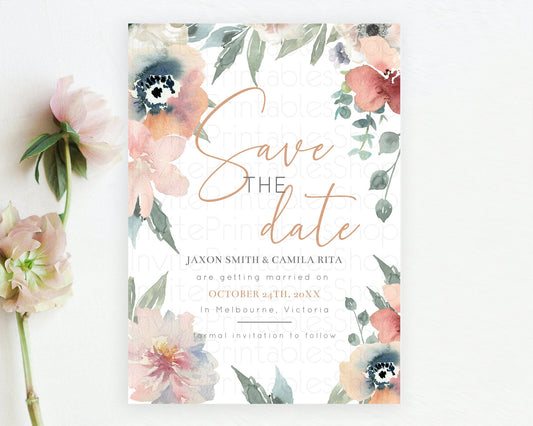 Wildflower Save The Date Template Secret Garden Save The Date Pastel Floral Garden Party Boho Flowers Birthday Baby Shower Wedding D10787