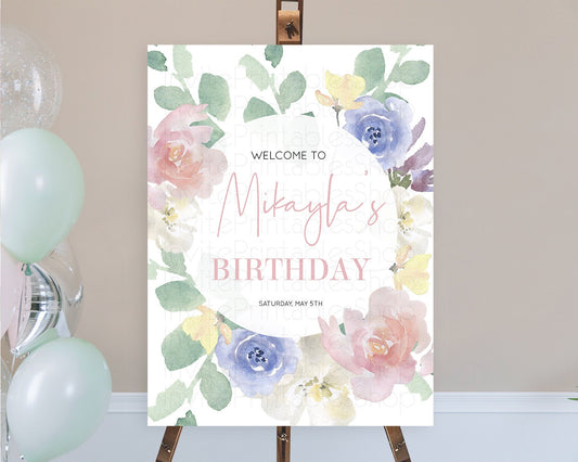 Editable Secret Garden Welcome Sign Wildflower Welcome Board Pastel Flower G