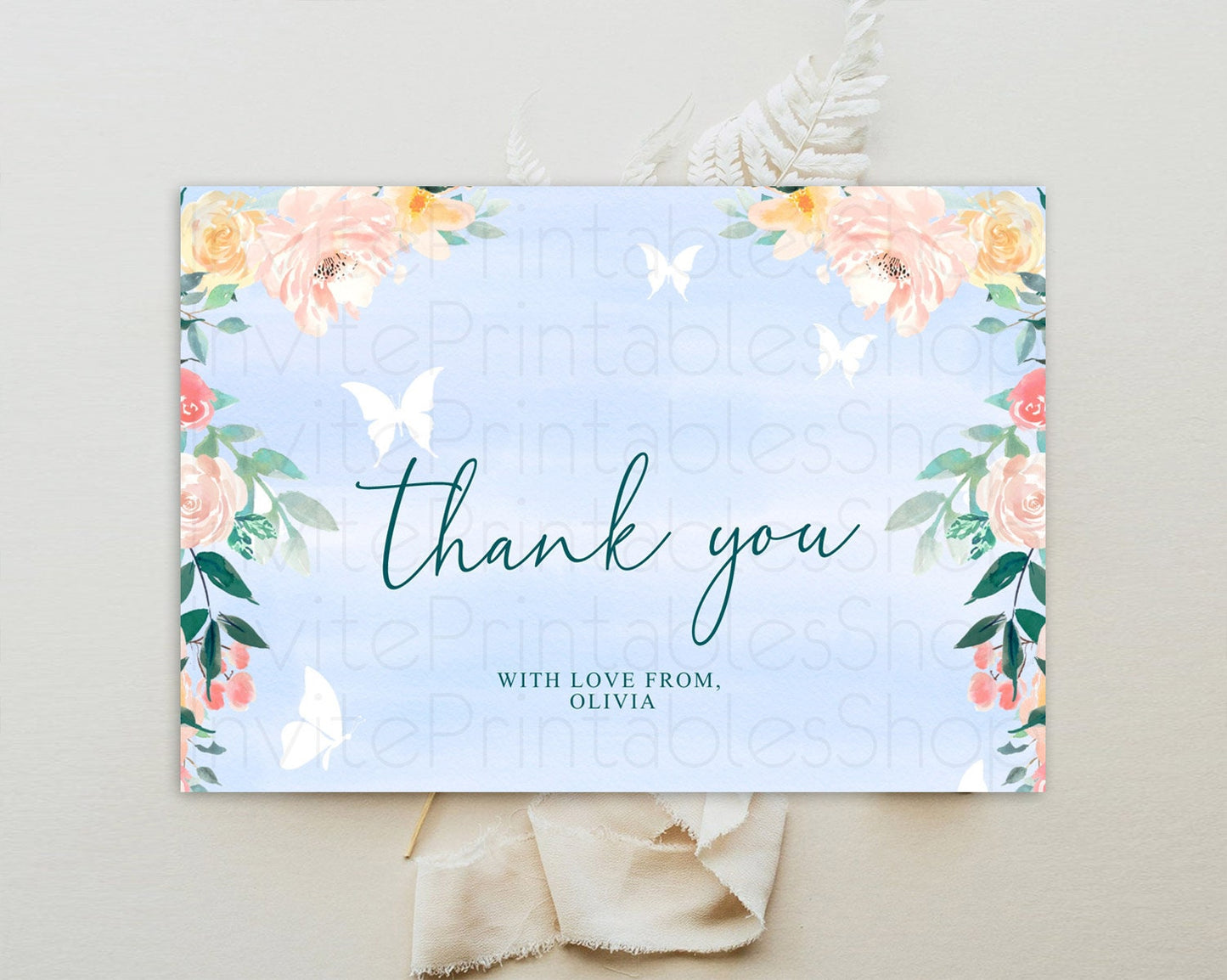 Secret Garden Thank You Wildflower Thank You Card Pastel Flower Garden Birthday Thank You Card Boho Floral Teacher Thank You Card D10337