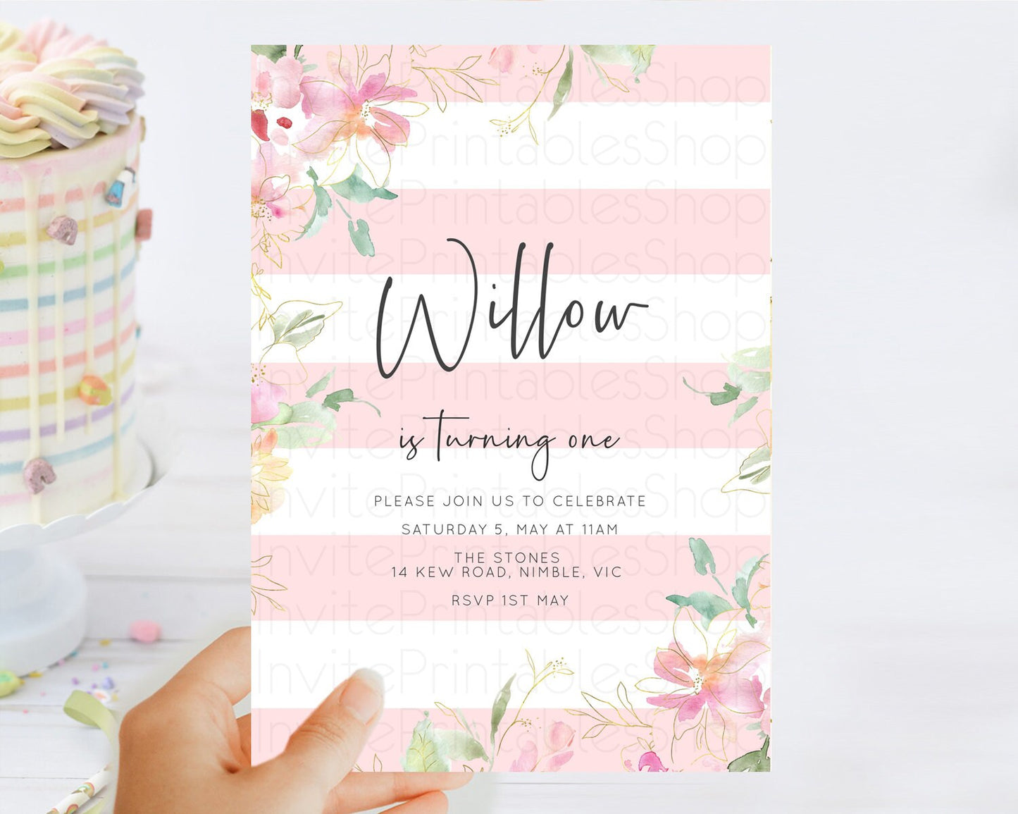 Secret Garden Invitation Wildflower Birthday Invitation Pastel Flowers Invite Enchanted Garden Boho Floral 3rd 2nd First Birthday D10300