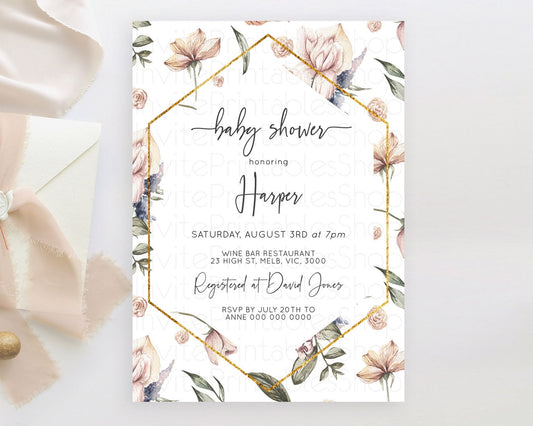 Editable Wildflower Baby Shower Invitation Secret Garden Baby Shower Invitat