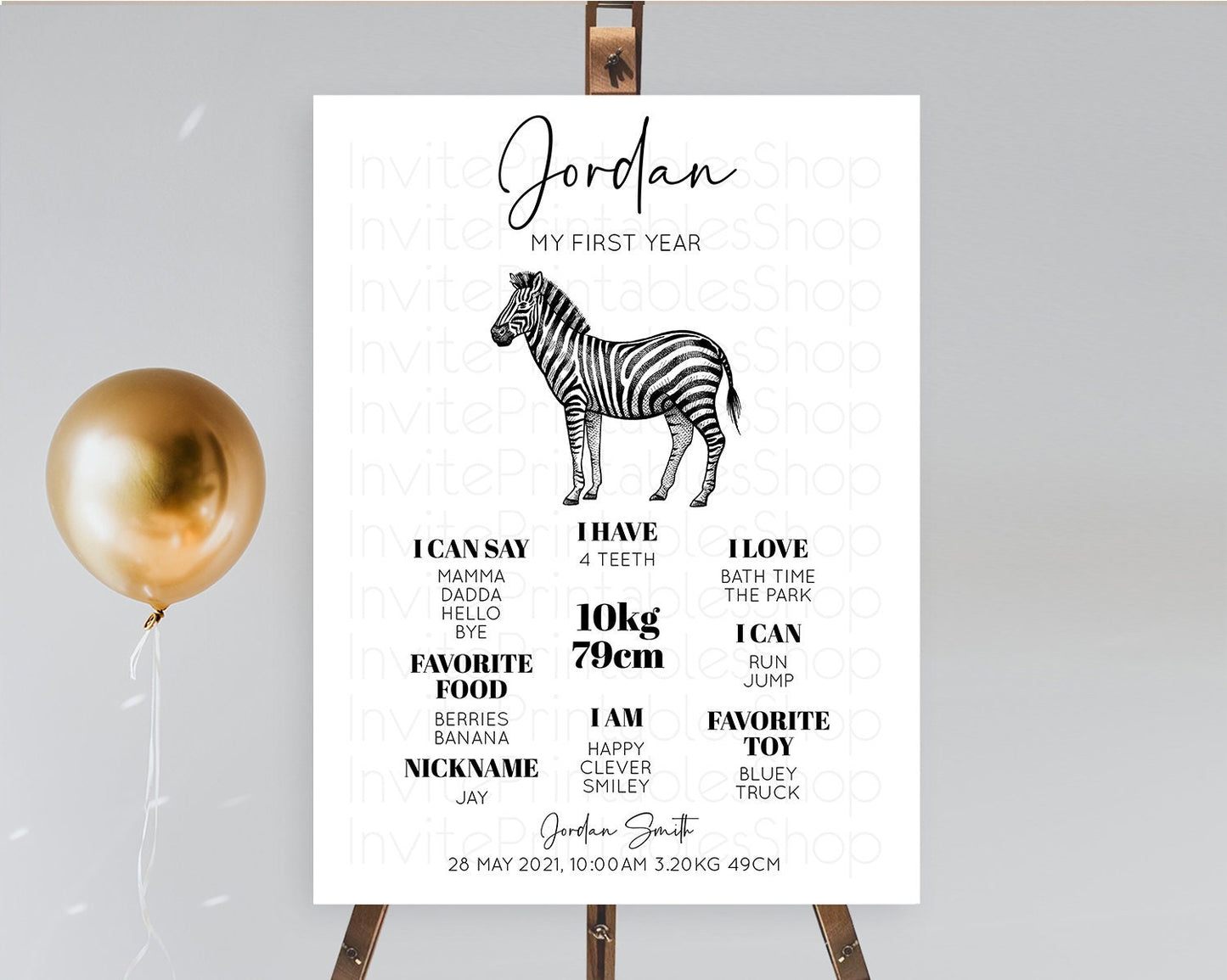 Zebra First Birthday Milestone Board Zebra Milestone Poster Zebra Decor Safari Adventure Zebra First Birthday Welcome Sign D10249