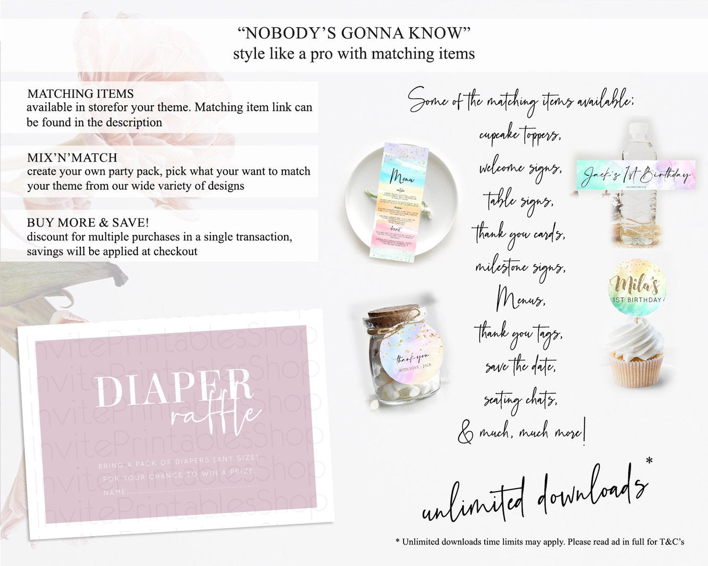 Pink Diaper Raffle Card Plain Pink Diaper Raffle Insert Minimalist Pastel Pink Diaper Ticket Pink Simple Baby Shower Raffle Game D10940