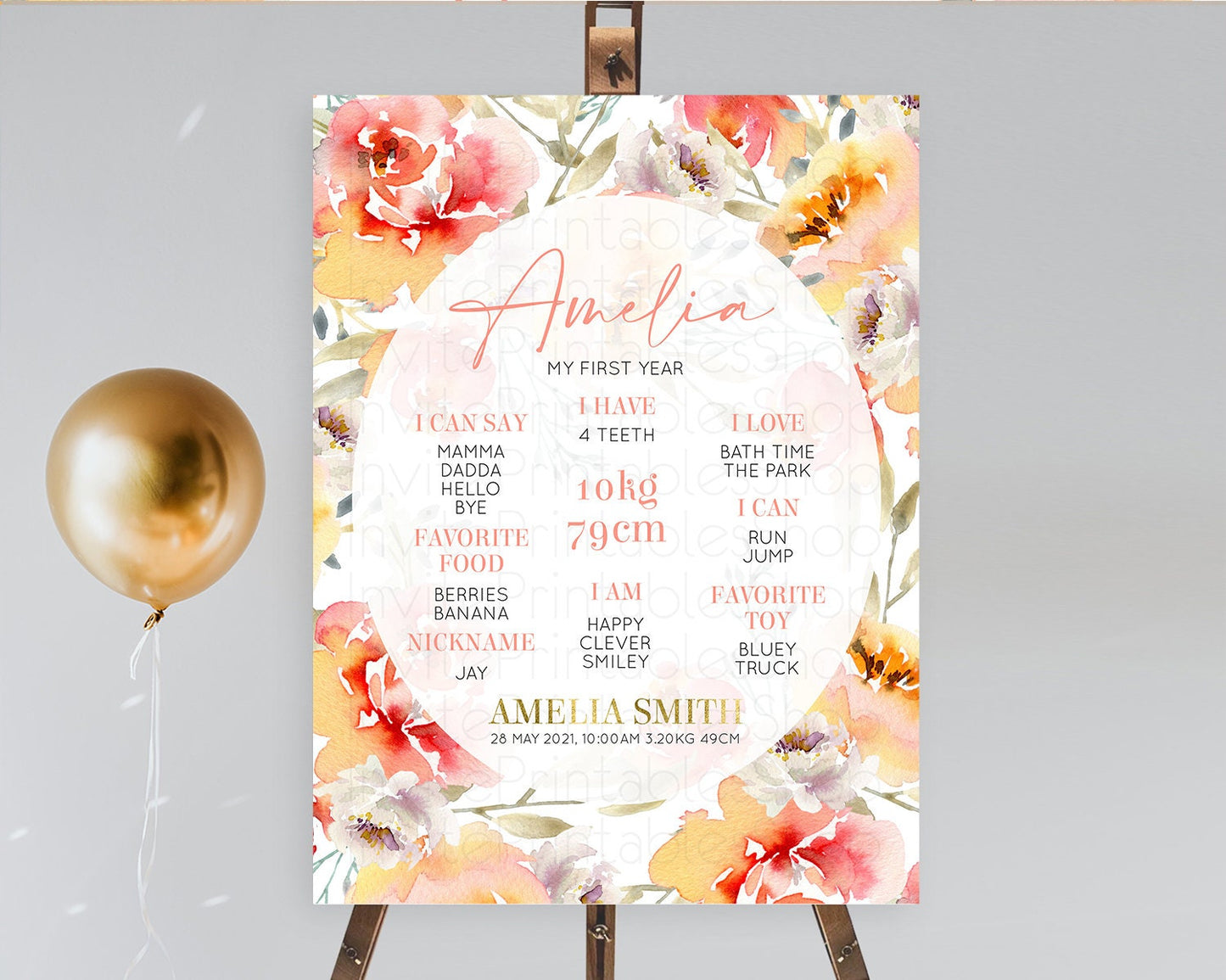 Secret Garden Milestone Board Wildflower First Birthday Milestone Poster Pastel Flowers Milestone Boho Wildflower 1st Birthday Sign D10280