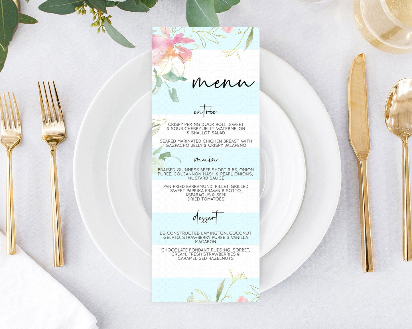 Secret Garden Menu Wildflower Menu Template Pastel Flower Garden Table Decor Boho Floral Dinner Dessert Floral Party Food Menu D10303