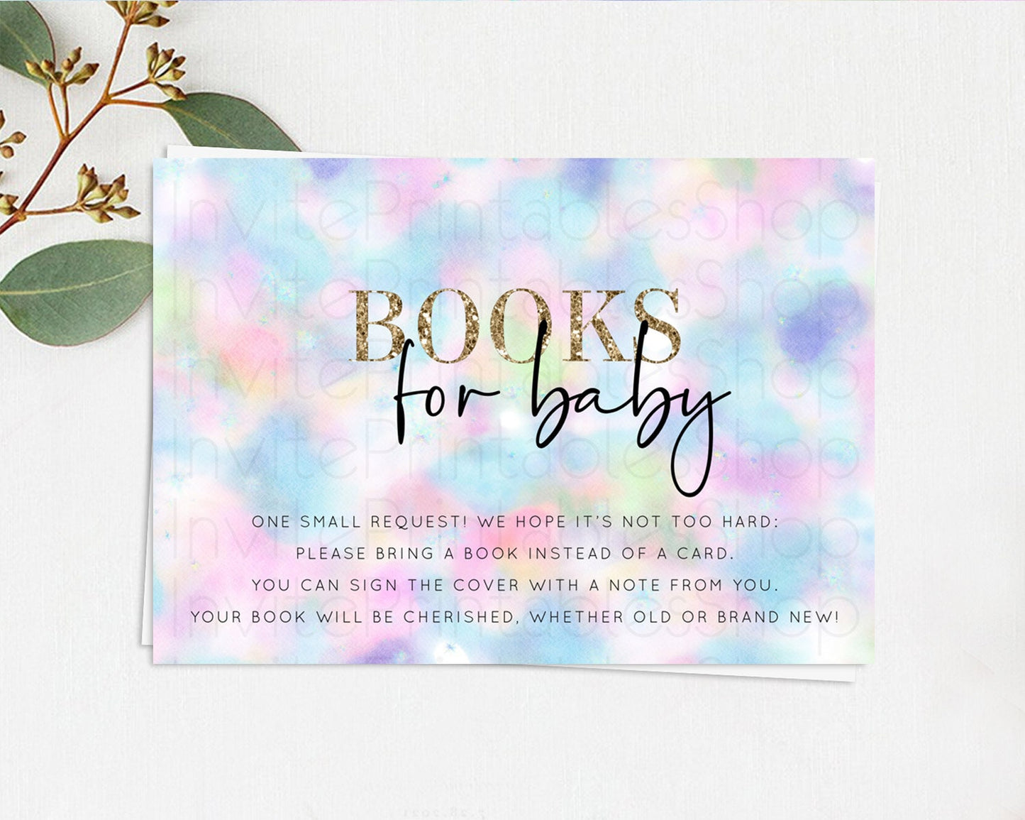 Pastel Books For Baby Card Pastel Rainbow Book Insert Colorful Ombre Watercolor Book Card Confetti Glitter Baby Book Poem Request D10694