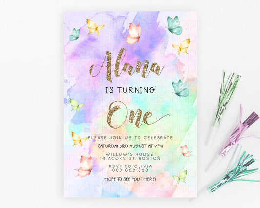 Editable Pastel Butterfly Birthday Invitation Butterfly Birthday Invitation