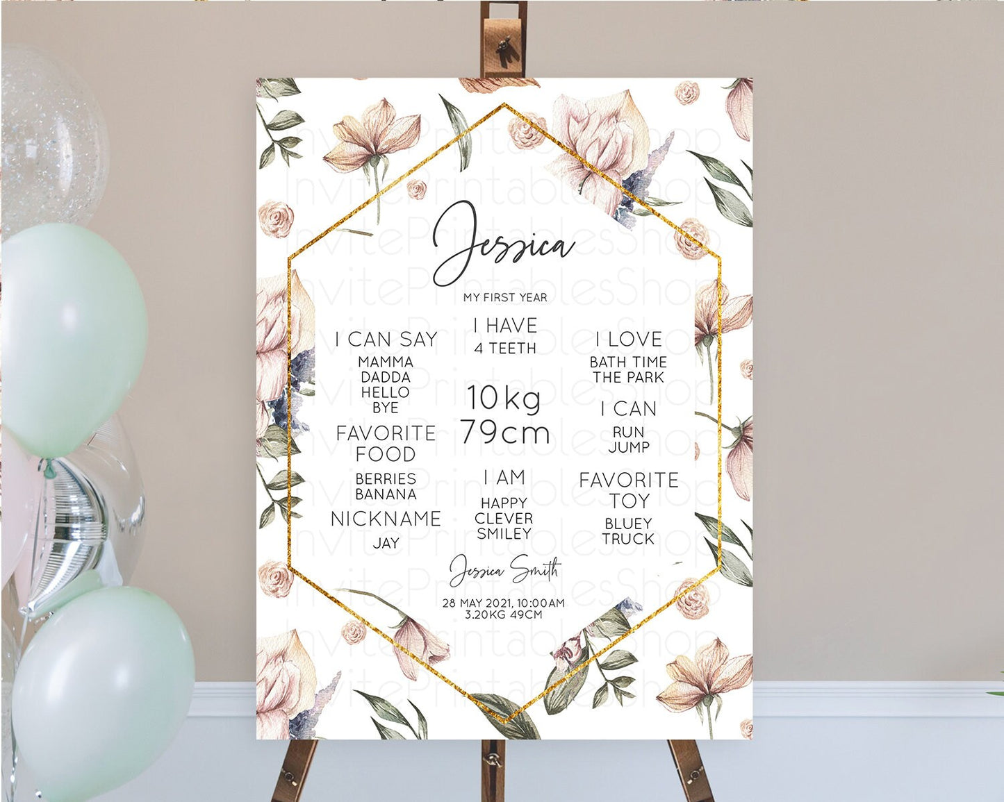 Secret Garden Milestone Board Wildflower First Birthday Milestone Poster Pastel Flowers Milestone Boho Wildflower 1st Birthday Sign D10504