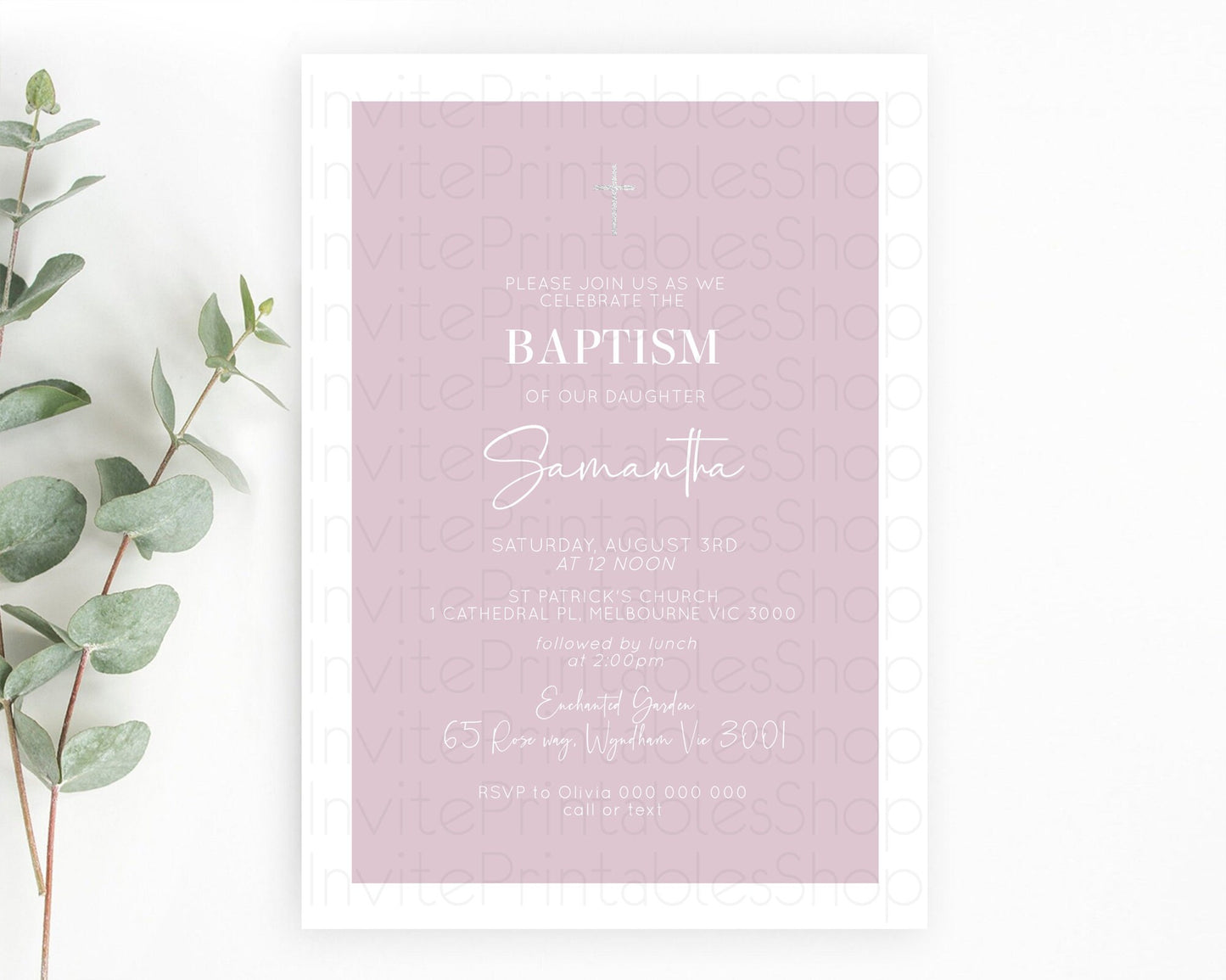 Pink Baptism Invitation Plain Pink Baptism 1st Birthday Invitation Minimalist Pastel Pink Christening Invitation Holy Communion D10940