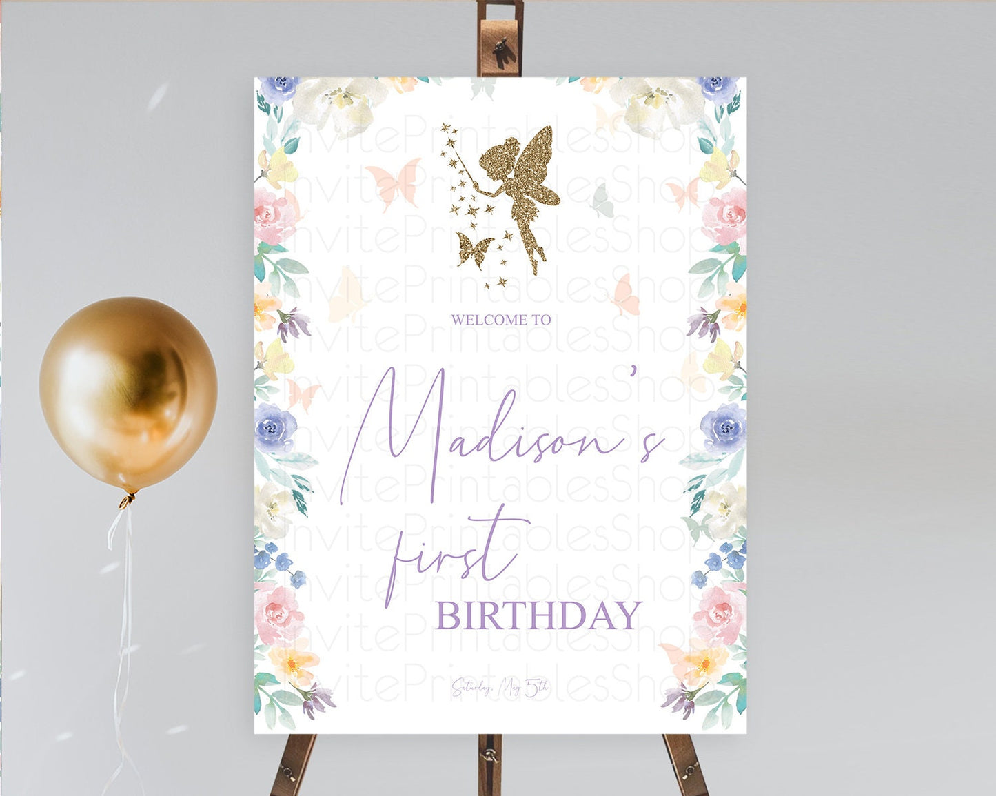 Fairy Welcome Sign Fairy Welcome Board Enchanted Garden Pastel Floral Butterfly Decor Secret Garden First Birthday Welcome Sign D10761