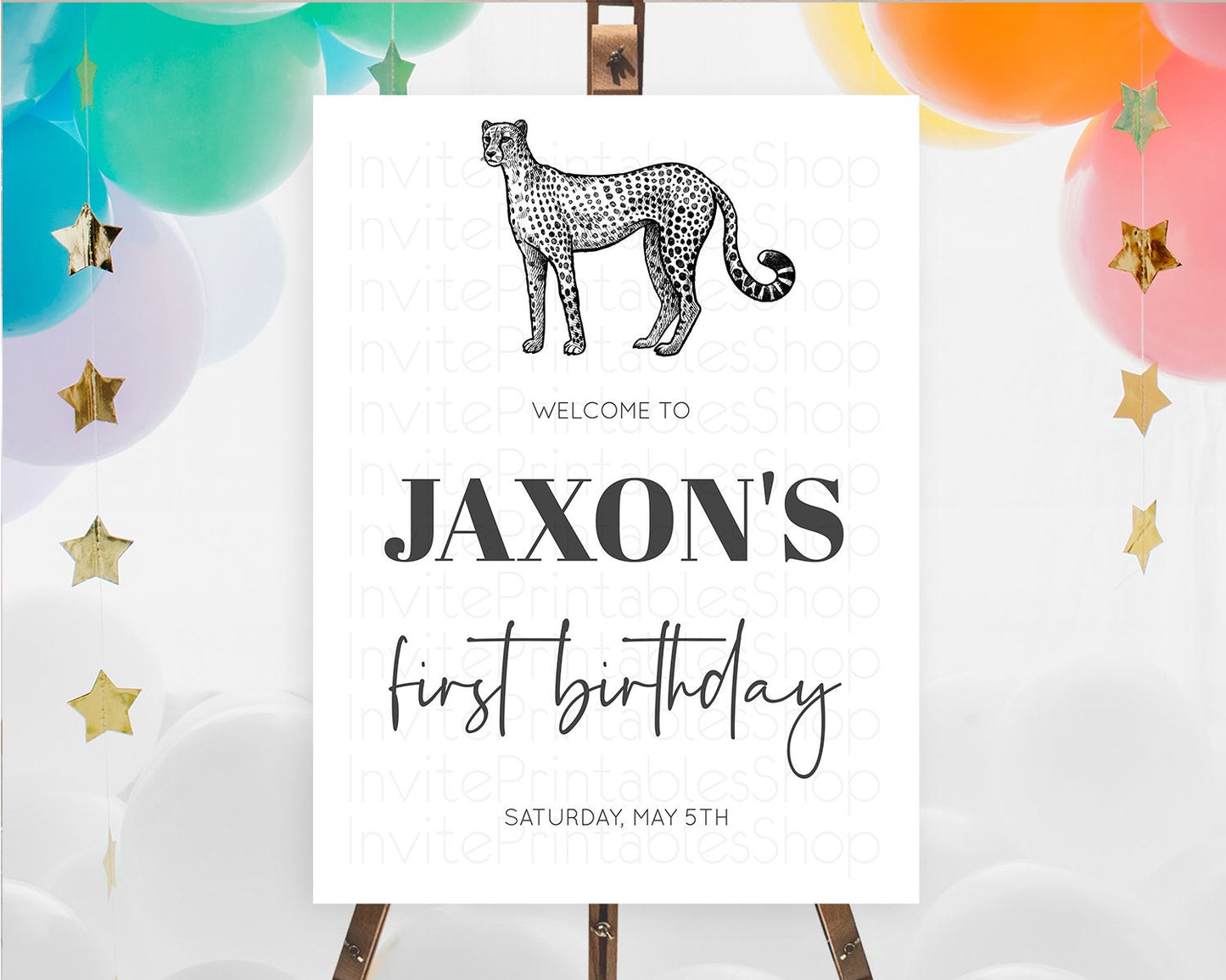 Cheetah Welcome Sign Cheetah Welcome Board Cheetah Party Welcome Poster Safari Adventure Decor Cheetah First Birthday Welcome Sign D10290