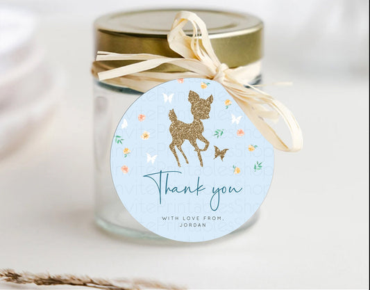 Fawn Thank You Tags Deer Thank You Gift Tags Pastel Floral Deer Favor Tags Enchanted Forest Butterfly Floral Birthday Thank You D10902