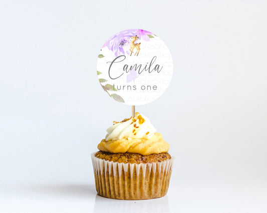 Editable Fawn Cupcake Toppers Deer Cupcake Toppers Enchanted Forest Party Bu