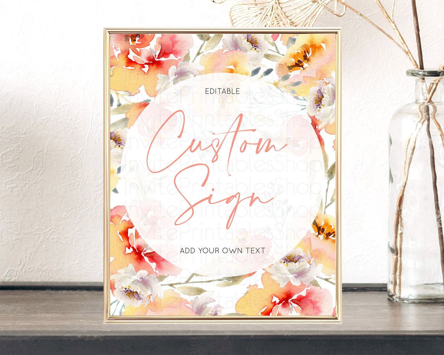 Wildflower Floral Table Sign Decor Secret Garden Sign Template Pastel Floral Garden Party Boho Flowers Birthday Baby Shower Wedding D10280