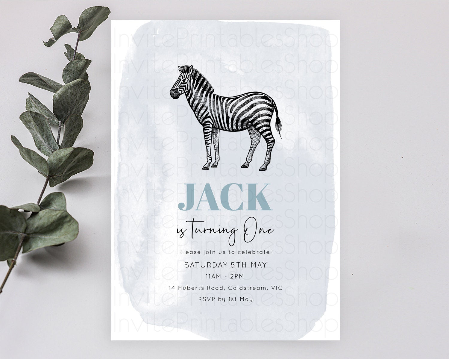 Editable Zebra Birthday Invitation Zebra Invite Jungle Safari invite Waterco