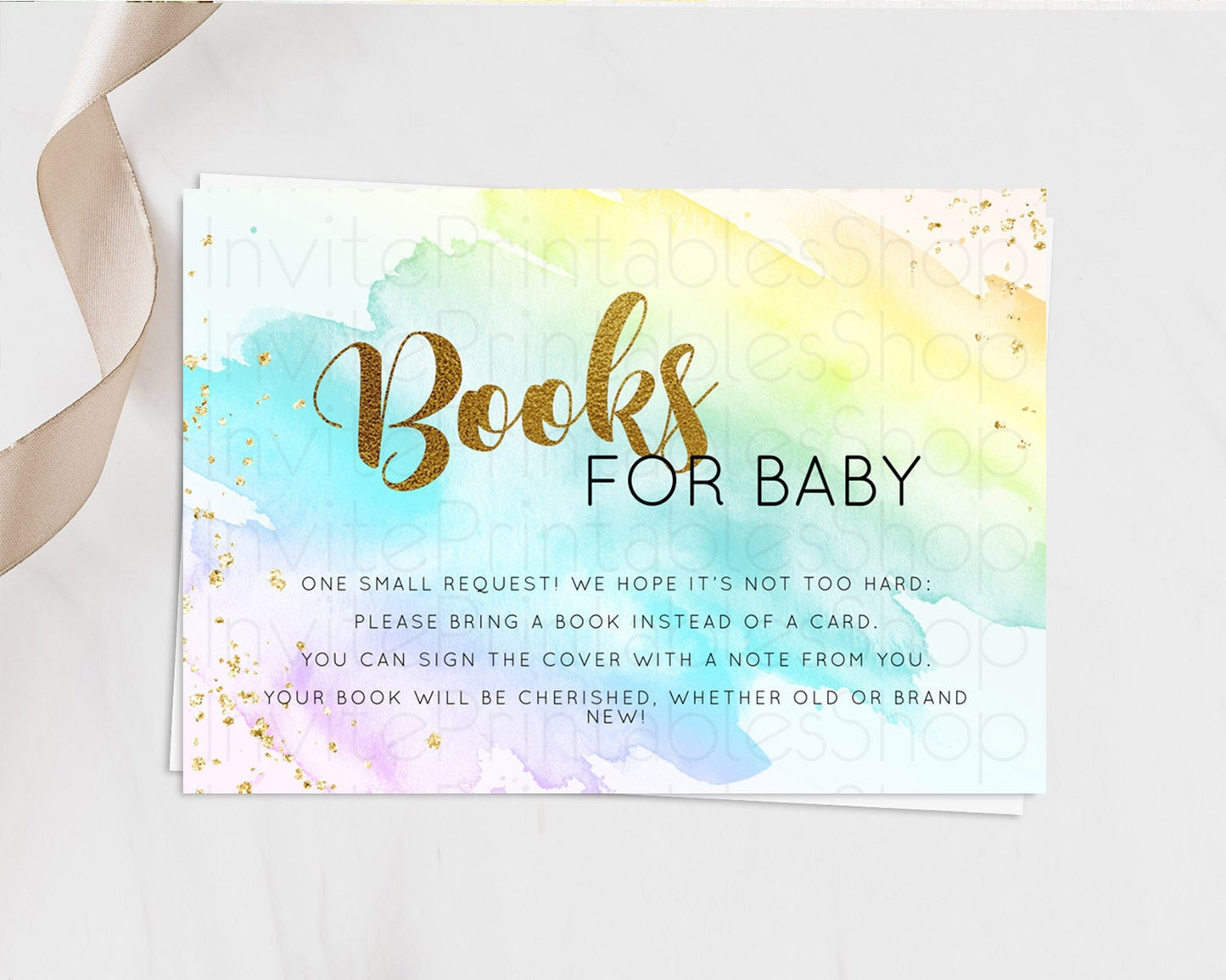 Pastel Books For Baby Card Pastel Rainbow Book Insert Colorful Ombre Watercolor Book Card Confetti Glitter Baby Book Poem Request D11026