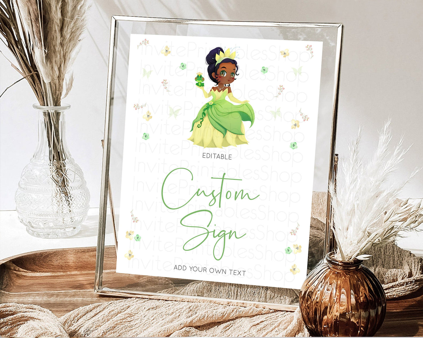 Editable Princess Party Table Sign Decor Secret Garden Enchanted Castle Past