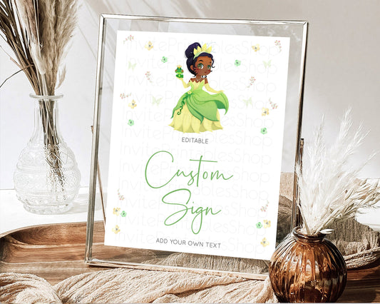 Editable Princess Party Table Sign Decor Secret Garden Enchanted Castle Past