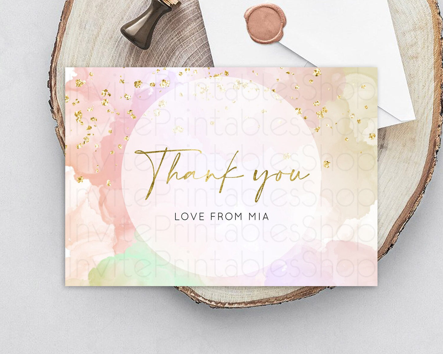 Editable Pastel Thank You Rainbow Thank You Card Colorful Pastel Birthday Th