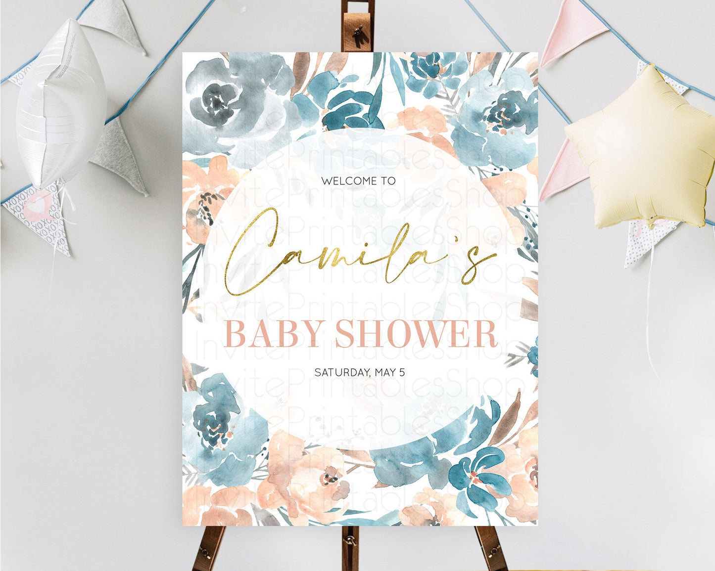 Secret Garden Baby Shower Welcome Sign Wildflower Welcome Board Pastel Flower Garden Welcome Poster Boho Wildflower Welcome Sign D10190