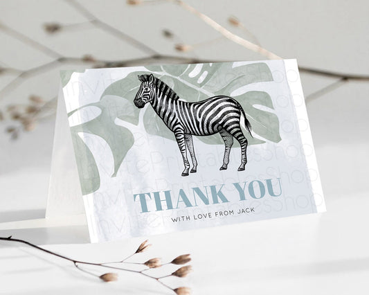 Editable Zebra Thank You Zebra Thank You Card Zebra Birthday Thank You Cards