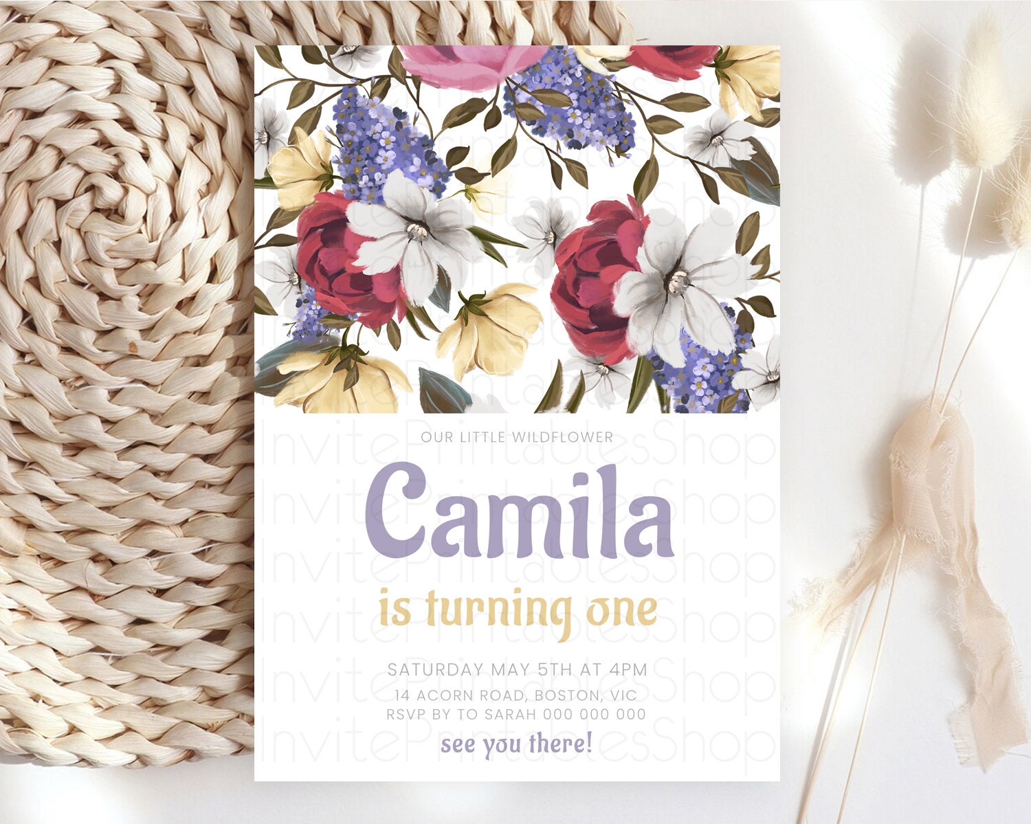 Editable Secret Garden Invitation Wildflower Birthday Invitation Pastel Flow