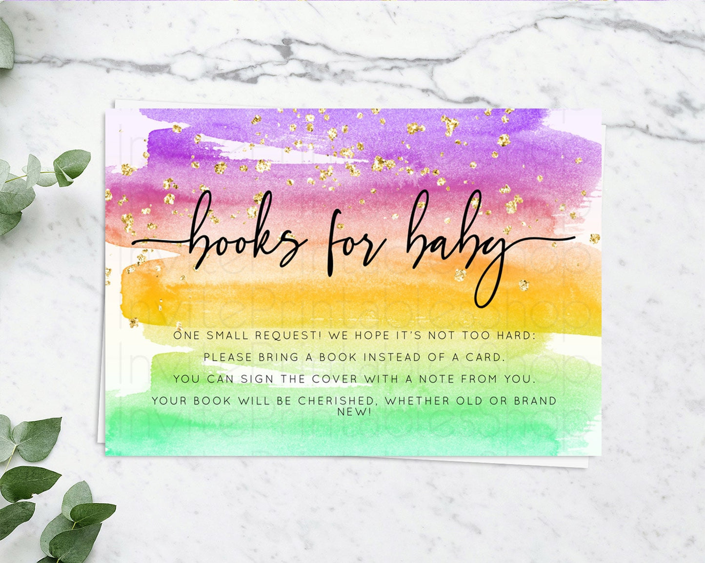 Pastel Books For Baby Card Pastel Rainbow Book Insert Colorful Ombre Watercolor Book Card Confetti Glitter Baby Book Poem Request D10524