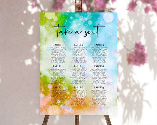 Editable Rainbow Seating Chart Pastel Seating Chart Iridescent Sprinkles Col