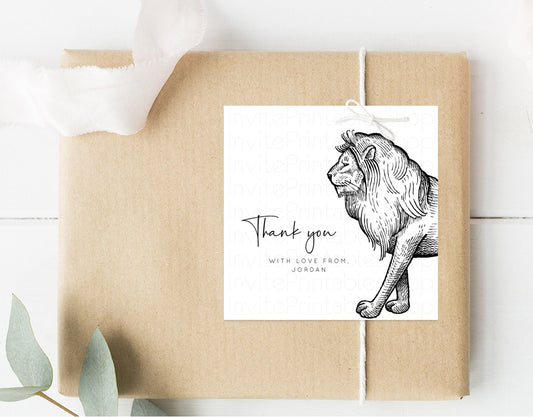 Lion Tags Lion Favor Tags Lion Gift Tag Lolly Bag Tag Loot Bag Tags Bonbonniere Tags Thank You Tag White Lion Tag Zoo Party 1.97 x 1.97 t249