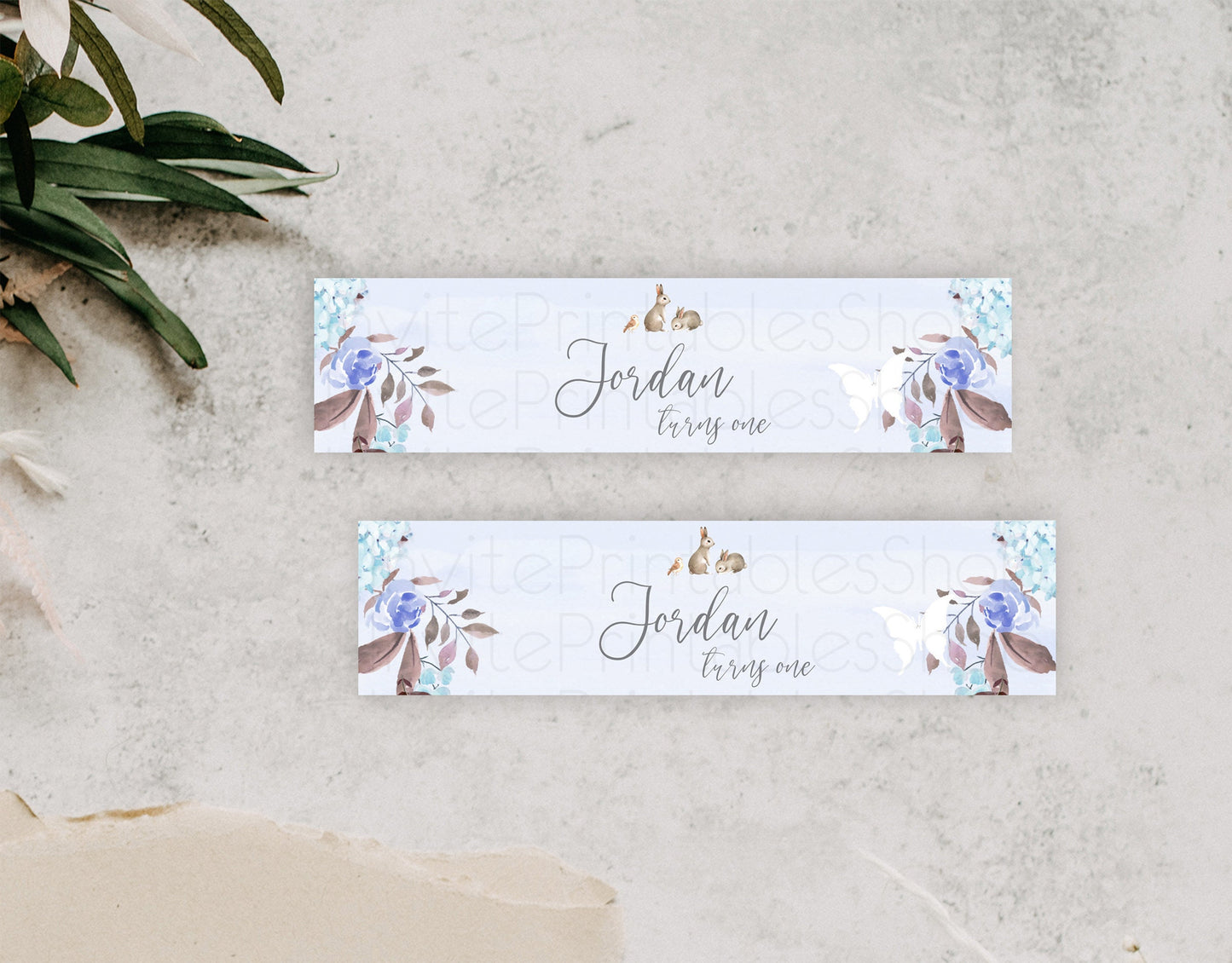 Floral Bunny Water Label Template Pastel Flowers Forest Bunny Secret Garden Some Bunny Party Decor 1st Birthday Baby Shower Baptism D10923