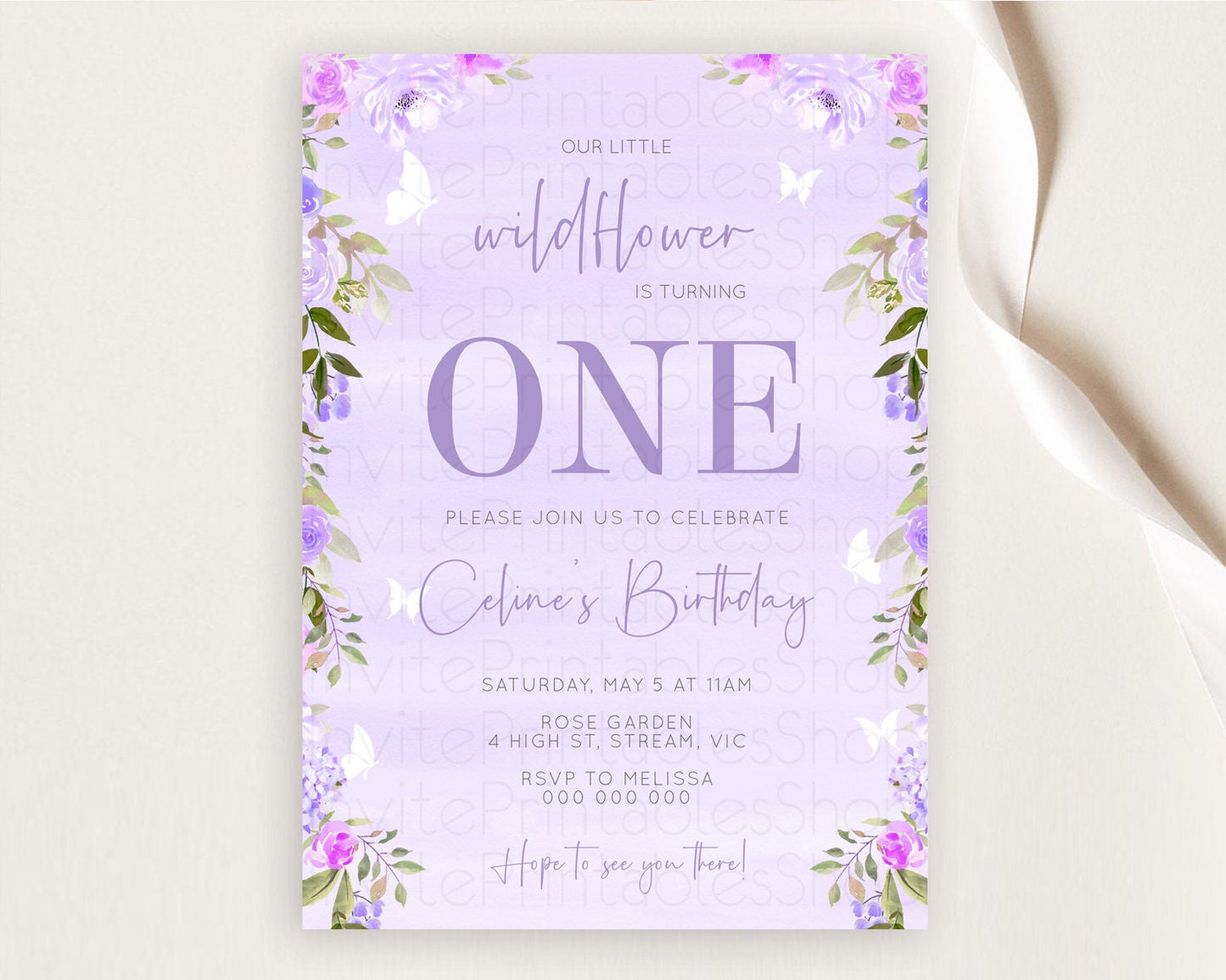 Secret Garden Invitation Wildflower Birthday Invitation Pastel Flowers Invite Enchanted Garden Boho Floral 3rd 2nd First Birthday D10719